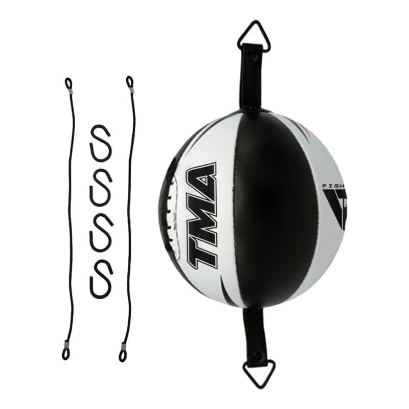 TMA Cow Hide Leather Double End Speed Ball Boxing Floor to Ceiling Punch Bag (White)