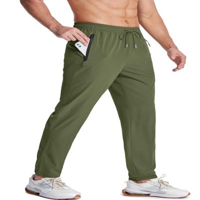 MAGCOMSEN Sweatpants for Men LightweightWorkout Quick Dry Water Repellent Hiking Pants Fishing Running Army Green 38