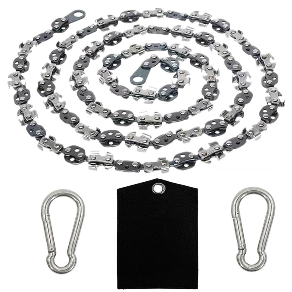 Homyall upgrade 53 Inch High Reach Tree Limb Hand Rope Chain Saw Cuts Branches Manual Pocket Chainsaw with 68 Sharp Blades on Both Sides for Gardening Camping Hiking Survival Gear-No Ropes Included