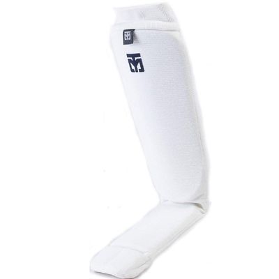 MOOTO Taekwondo Shin & Instep Protector Cotton White A Pair MMA Martial Arts Kick Boxing (2. L(Length 47cm or 18.5 inch))