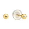 14k Real Yellow Gold Stud Ball Earrings, Silicone Pushbacks - 3 mm view 2