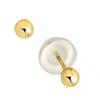 14k Real Yellow Gold Stud Ball Earrings, Silicone Pushbacks - 3 mm view 3