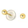 14k Real Yellow Gold Stud Ball Earrings, Silicone Pushbacks - 3 mm view 4