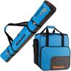 BRUBAKER Combo Set Carver Performance - Ski Bag and Ski Boot Bag for 1 Pair of Skis + Poles + Boots + Helmet - Blue Black - 66 7/8 Inches / 170 Cm view 1