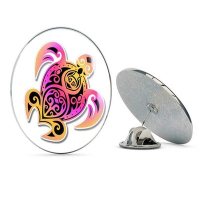 Tribal Turtle Round Metal 0.75" Lapel Pin Hat Shirt Pin Tie Tack Pinback
