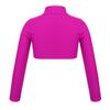 YiZYiF Kids Girls Basics Sportswear Athletic Long Sleeve Stretch Short Mock Neck T-Shirt Crop Top Rose Red 14 view 3