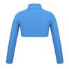 Agoky Children's Nylon Dance Tank Long Sleeved Polo Neck Crop Tops Light_Blue 6 view 2