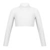 Agoky Kids Girls Basics Sportswear Athletic Long Sleeve Stretch Short Polo Neck T-Shirt Crop Top Ivory 14 view 1