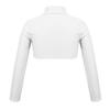 Agoky Kids Girls Basics Sportswear Athletic Long Sleeve Stretch Short Polo Neck T-Shirt Crop Top Ivory 14 view 2