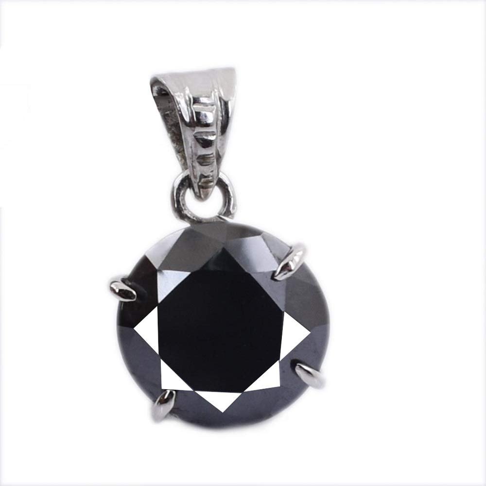 skyjewels 5.04 Cts Round Cut Black Diamond Solitaire Beautiful Silver Pendant Gift for Wife, Girlfriend, Partner