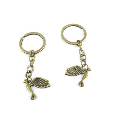 5 Items Keychain Keyring Key Tags Chains Rings Jewelry Bag Charms H4KN9 Peace Bird Pigeon