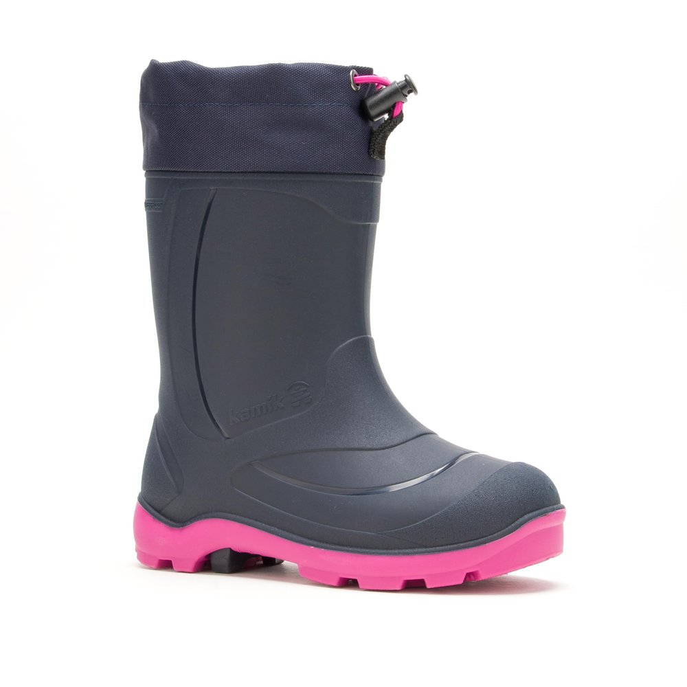 Kamik Snobuster1 Kids Snow Boot - Waterproof Kids Snow Boots - Adjustable Collar & Removable Insulated Liner - Synthetic Rubber Sole - Round Toe Design - Navy/Magenta - 10 Toddler