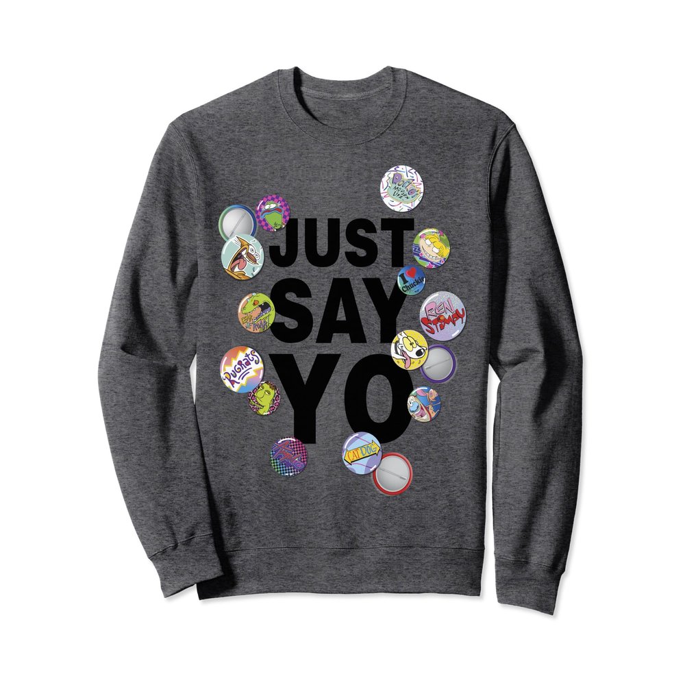 Nickelodeon Just Say Yo Character Logo Pins Graphic Fleece Sweatshirt