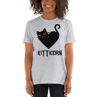 Kitticorn Cat Print Women T-Shirt | Beautiful Loose Short Sleeves Sport Grey