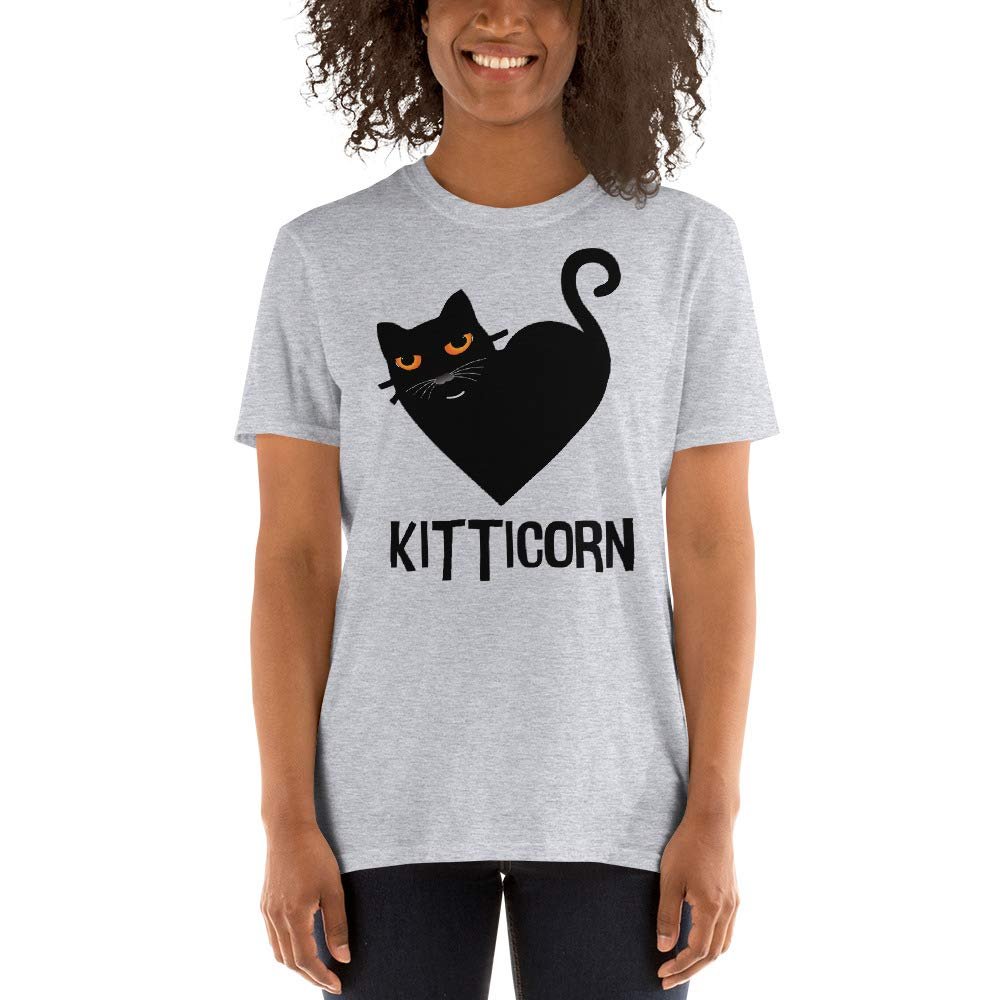 Kitticorn Cat Print Women T-Shirt | Beautiful Loose Short Sleeves Sport Grey