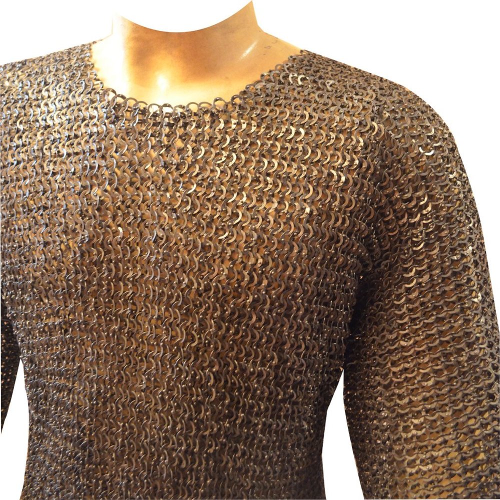 Medieval Knight Armour Stainless Steel Flat Riveted Chainmail Hauberk ABS