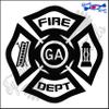 Eyecandy Decals Georgia FIRE Fighter Badge 6 INCH Decal Sticker Black view 1