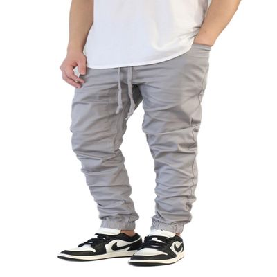 AIRNINE Men's Premium Twill Drop Crotch Jogger Pants S-5XL (Grey, 5X-Large)