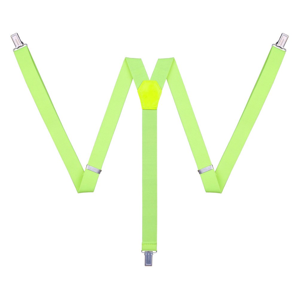 Action Ward Unisex Suspenders for Men and Women - 1" Width - Y Back with Strong Clips - One Size Fits All (Lime Green)