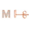 PAVOI CZ Initial Stud Earrings for Women, 925 Silver, Rose Gold, Size 1, M view 1