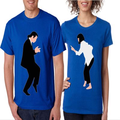ALLNTRENDS Couple T Shirt Pulp Dance Valentine's Day Matching Gift Classic Tops (Womens M Mens 2XL, Royal Blue)
