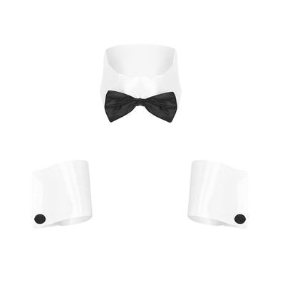 YiZYiF Mens Adults Dancer Costume Accessories Collar and Cuffs Set for Halloween Single Parties White One Size