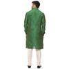 Veera Paridhaan Men Silk Plain Chinese Collar Kurta With Payjama (Green-White, Large-40) view 4
