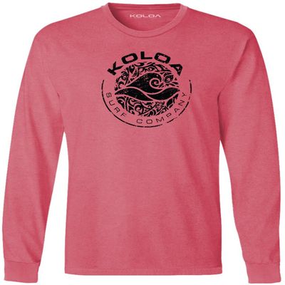Koloa Circle Wave Vintage Pigment Dyed Long Sleeve Tee-FruitPunch/b-2XL