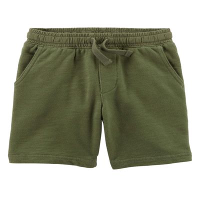 Carter's Boys' Easy Pull-On Knit Shorts, Olive, 2t