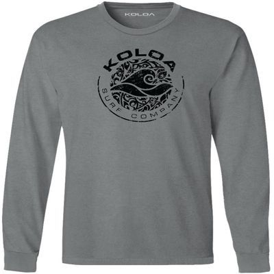 Joe's USA - Koloa Circle Wave Vintage Pigment Dyed Long Sleeve Tee, XX-Large - Pewter