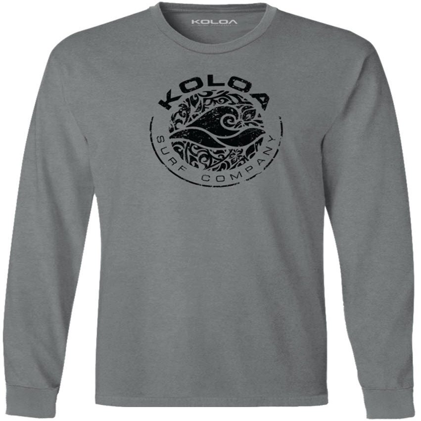 Joe's USA - Koloa Circle Wave Vintage Pigment Dyed Long Sleeve Tee, XX-Large - Pewter
