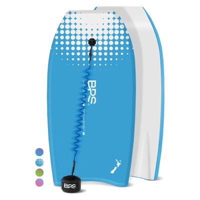 BPS 33" Bodyboard for Beach with Bodyboard Bicep Leash (Blue / White)