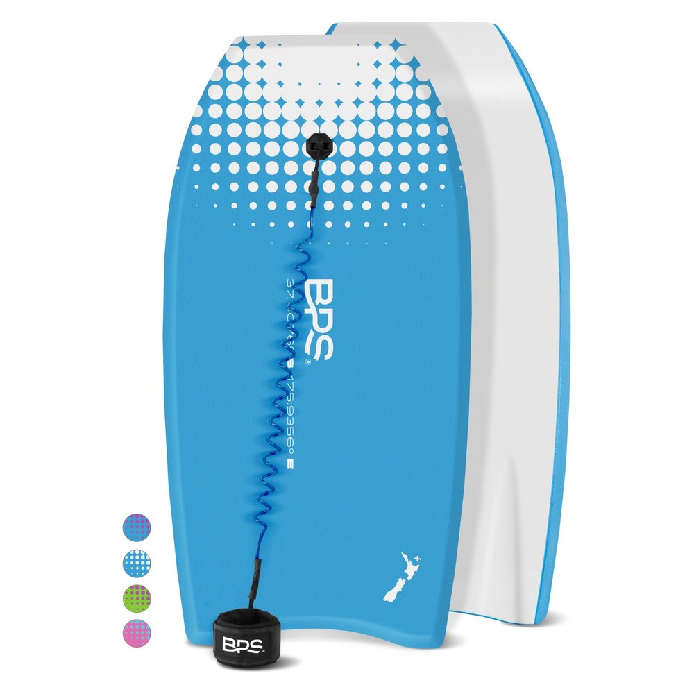 BPS 33" Bodyboard for Beach with Bodyboard Bicep Leash (Blue / White)