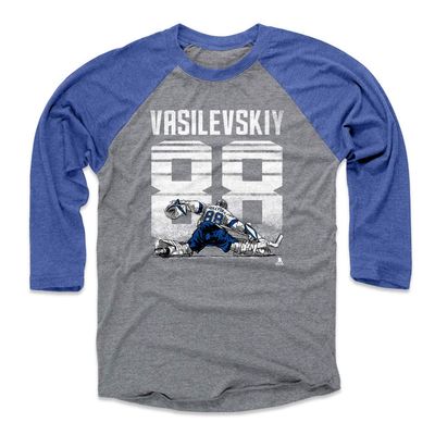 500 LEVEL Andrei Vasilevskiy 3/4 Sleeve T-Shirt (Baseball Tee, Medium, Royal/Heather Gray) - Andrei Vasilevskiy Retro W WHT