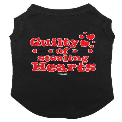 Guilty of Stealing Hearts - Valentine Dog Shirt (Black, X-Small)