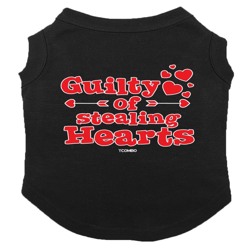 Guilty of Stealing Hearts - Valentine Dog Shirt (Black, X-Small)