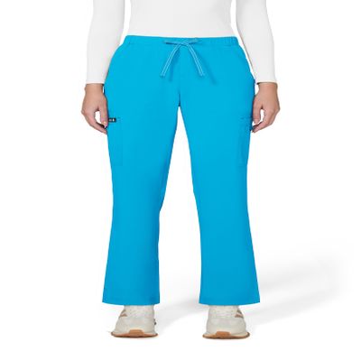 KOI Basics Women's Holly Cargo Scrub Pants, 8 Pockets, Drawstring Waist Electric Blue 5X-Large