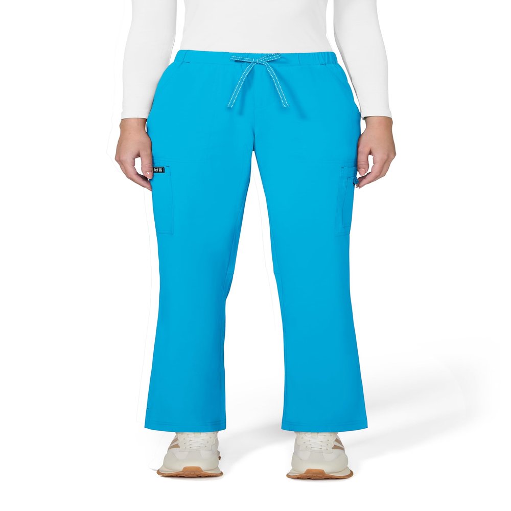 KOI Basics Women's Holly Cargo Scrub Pants, 8 Pockets, Drawstring Waist Electric Blue 5X-Large