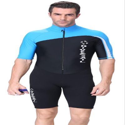 DIVE & SAIL Men One Piece Shorty Wetsuit 1.5mm Thickness UV Protection Quick Dry Diving Swimming Suit Warm Anti-Plankton Rash Guard for Surfing Snorkeling XL Blue