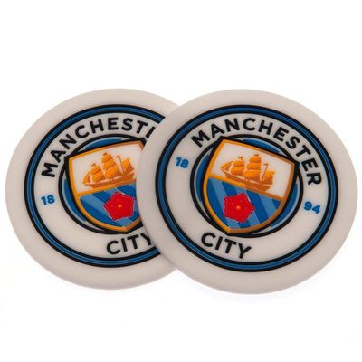 Manchester City FC Coaster Set (Pack of 2) (One Size) (White)