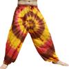 Full Funk Wide Breezy Leg Rayon Tie Dyed Elastic Waist Thin Summer Pants, X-Large, Yellow Brown