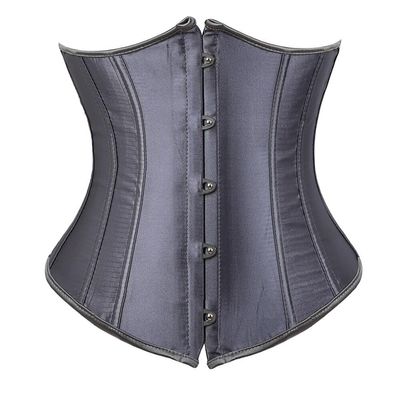 Grebrafan Women's Lace up Boned Brocade Waist Training Underbust Corsets Plus Size (US(14-16) 3XL, Gray)