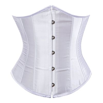 Grebrafan Women's Lace up Boned Brocade Waist Training Underbust Corsets Plus Size (US(12-14) 2XL, White)