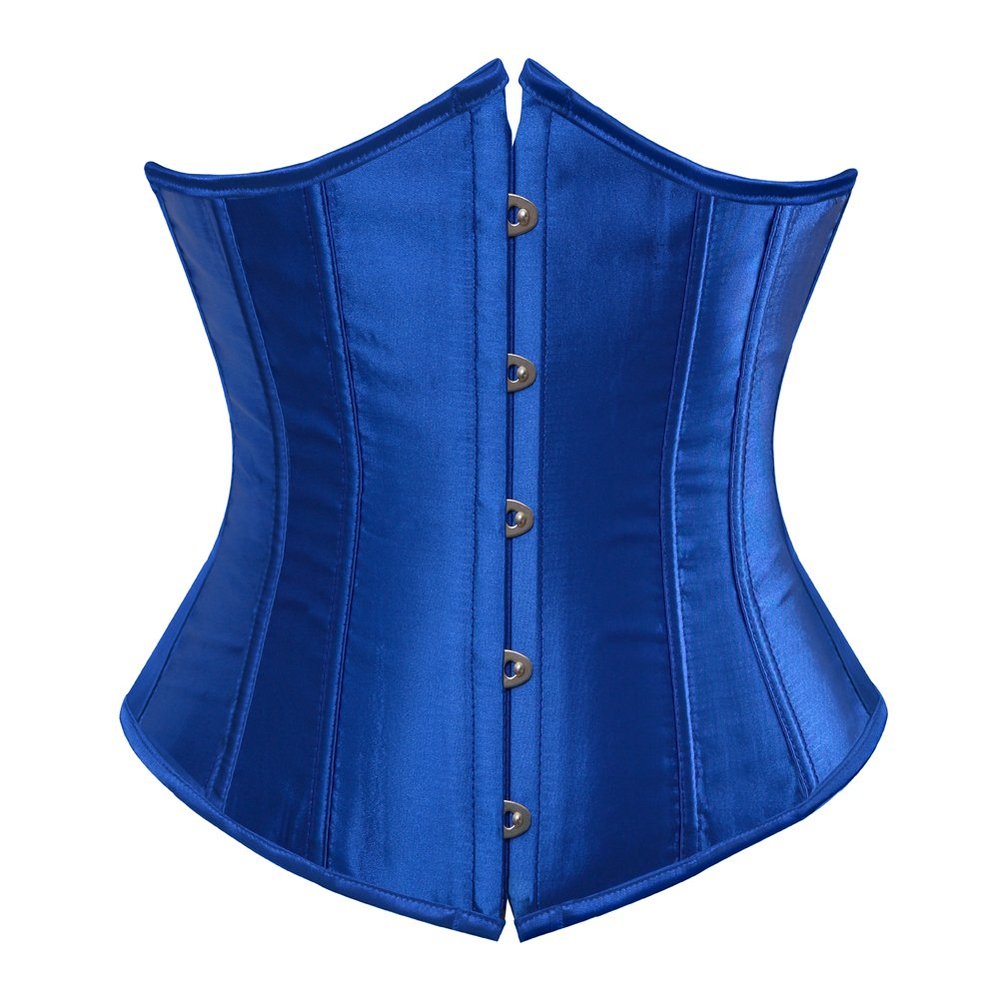 Grebrafan Women's Lace up Boned Brocade Waist Training Underbust Corsets Plus Size (US(20-22) 6XL, Blue)