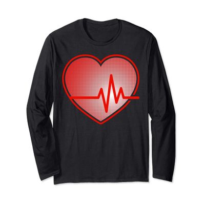 Heart with EKG Heartbeat Cardiovascular Long Sleeve Shirt