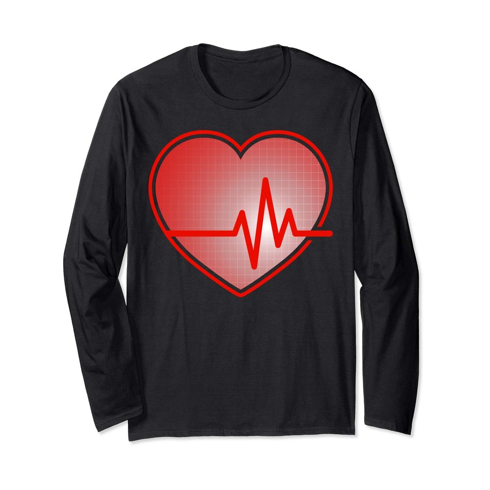 Heart with EKG Heartbeat Cardiovascular Long Sleeve Shirt