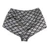 ANKOMINA Women High Waisted Holographic Mermaid Scale Print Booty Shorts Bottoms Silver view 4