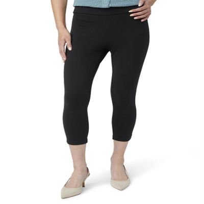 HUE womens Wide Waistband Blackout Cotton Capri Leggings, Assorted Hosiery, Black, 2X US