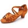 HIPPOSEUS Girls Latin Salsa Dance Shoes Brown Salsa Ballroom Danc Party Shoes,11.5 M US Little Kid view 1