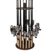 Rush Creek Creations | Round Rod Holder for 16 Freshwater Poles, Gear, and Accessories | Fishing Rack With 16 Rod Clips for Garage Organization view 1